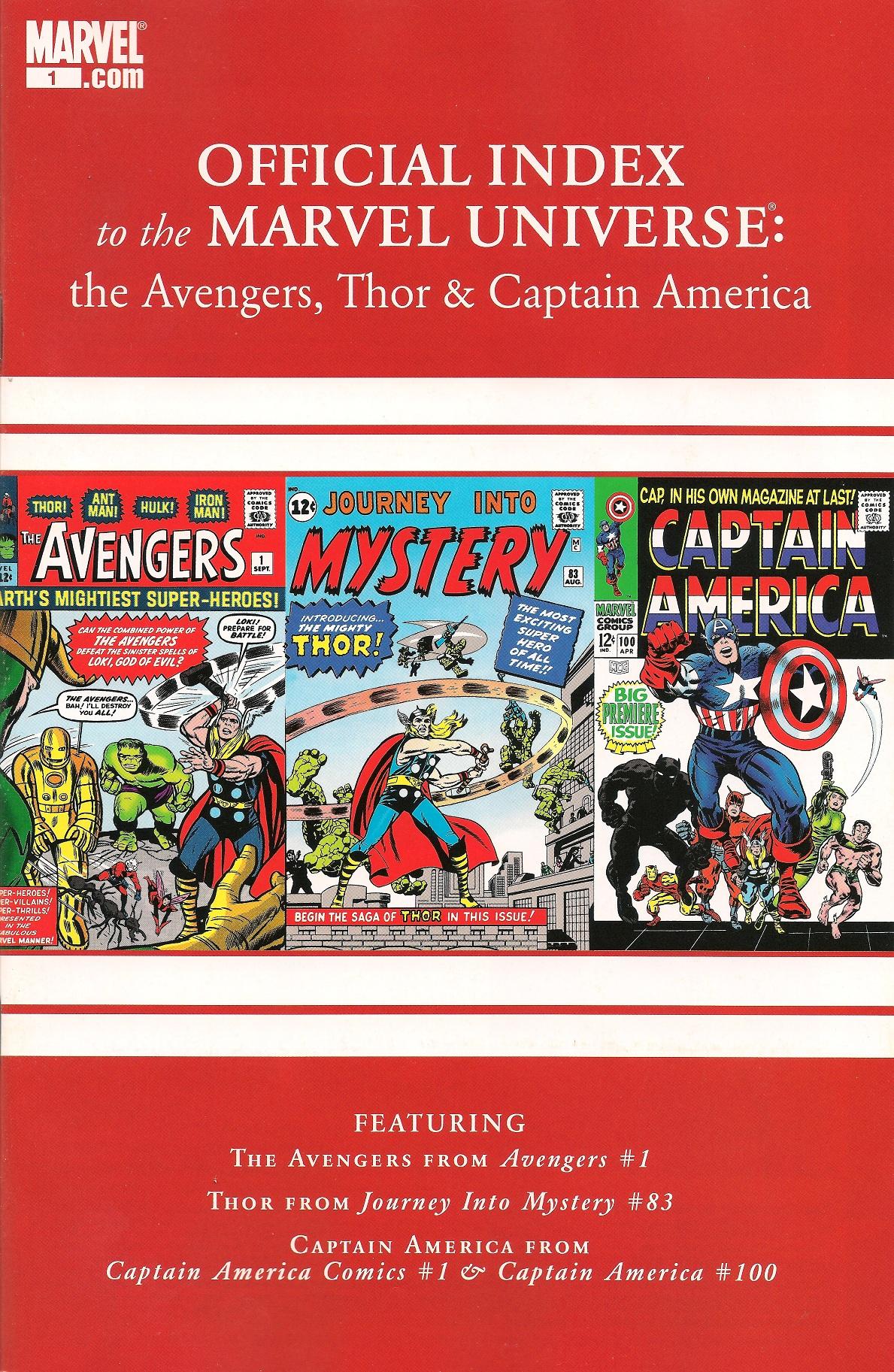 Avengers, Thor & Captain America: Official Index to the Marvel Universe Vol. 1 #1