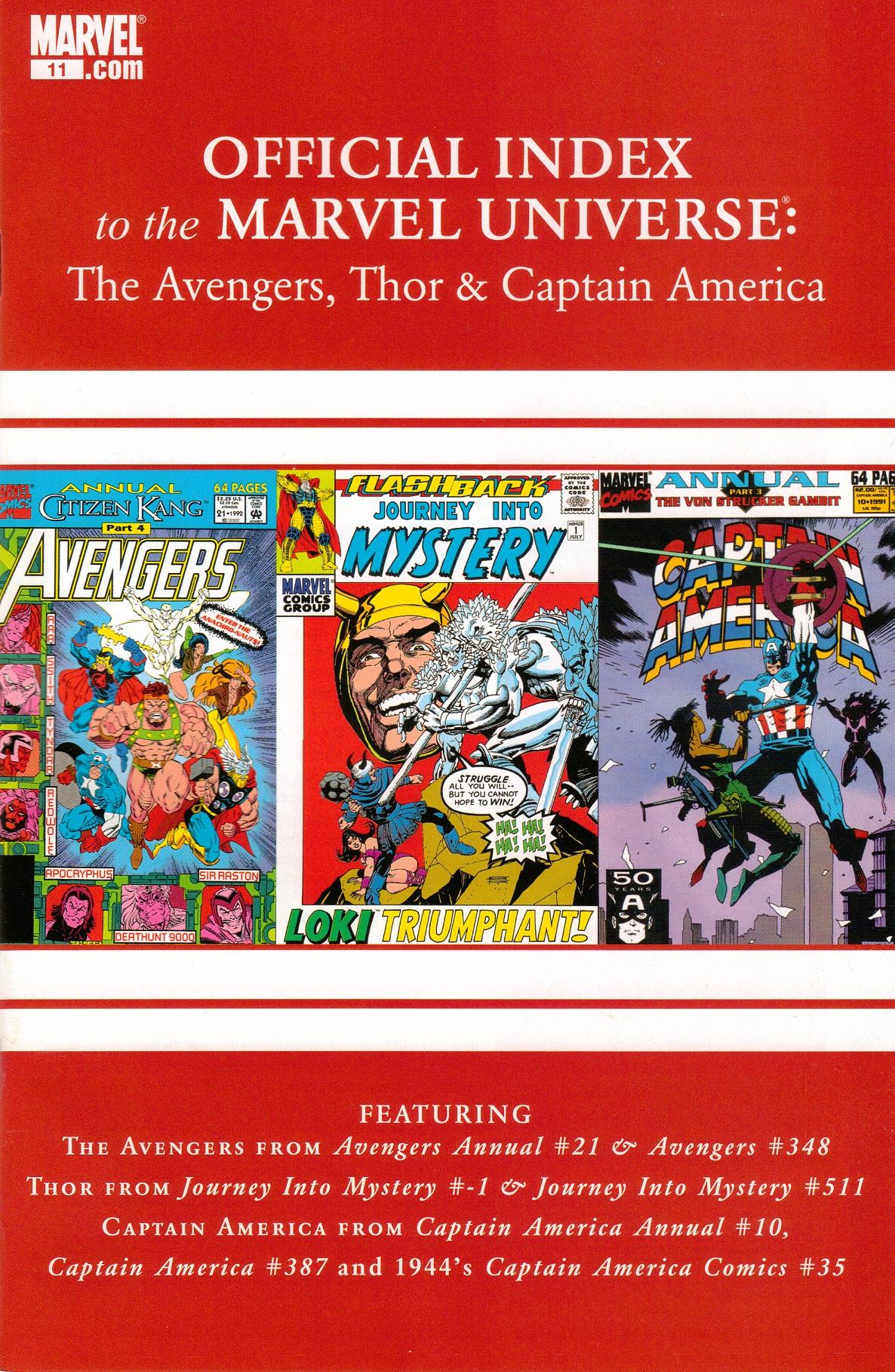 Avengers, Thor & Captain America: Official Index to the Marvel Universe Vol. 1 #11