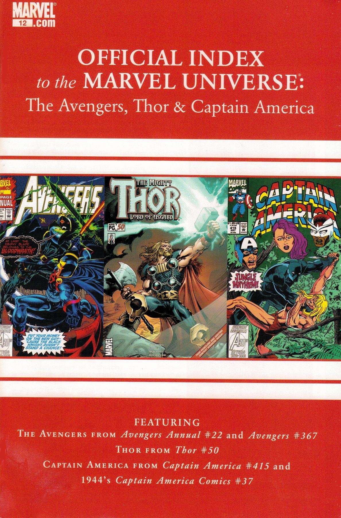 Avengers, Thor & Captain America: Official Index to the Marvel Universe Vol. 1 #12