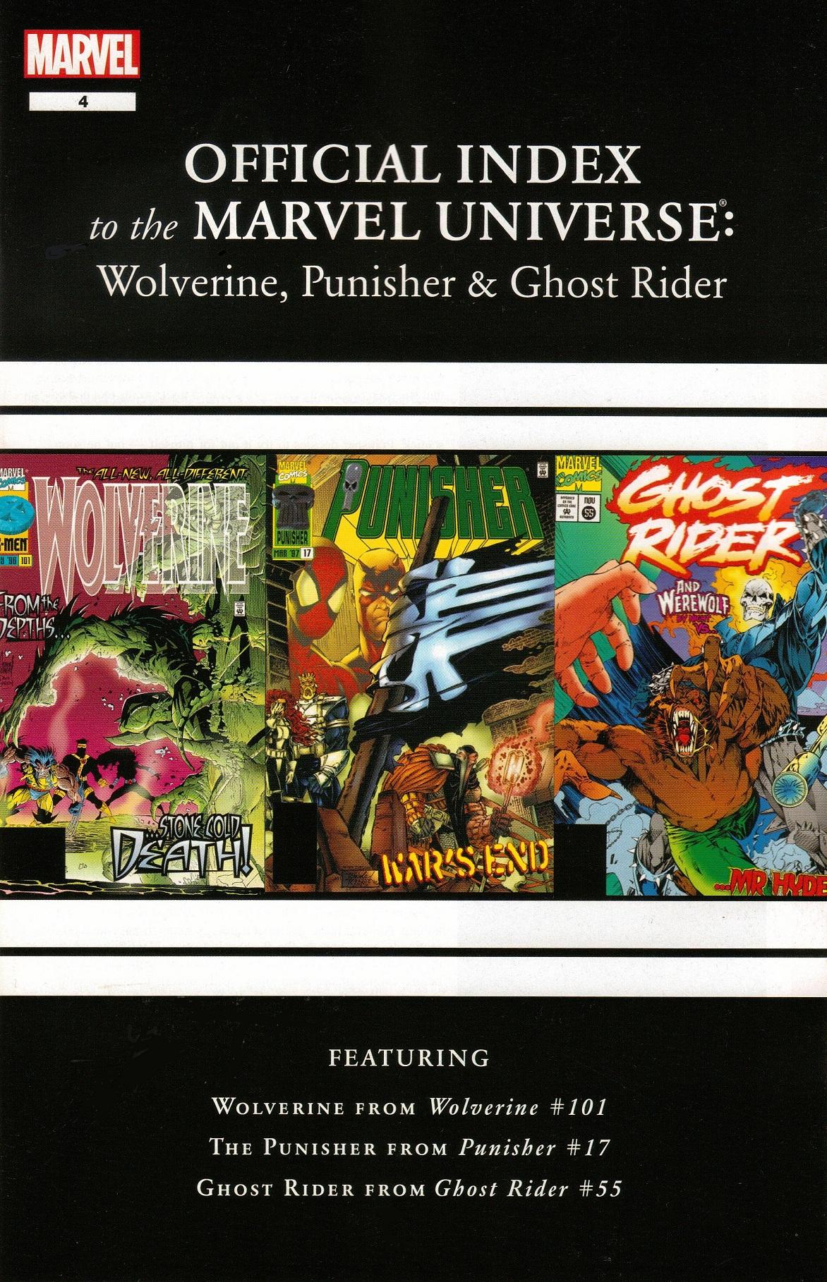 Wolverine, Punisher & Ghost Rider: Official Index to the Marvel Universe Vol. 1 #4